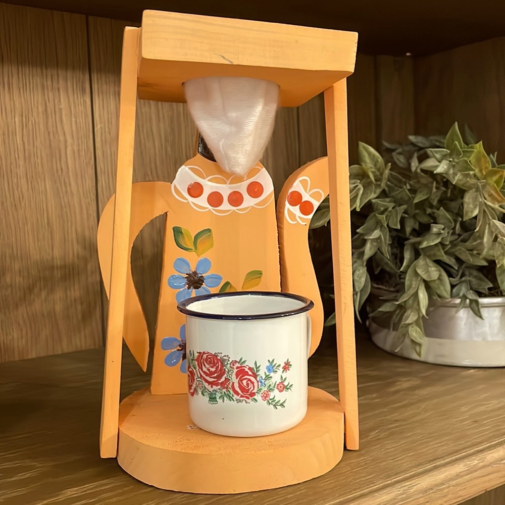 Handmade From Brazil Wood Coffee Pour Over Decor